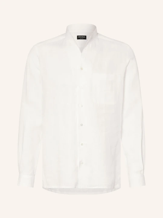 Zdjęcie produktu Zegna Lniana Koszula Comfort Fit Z Kołnierzykiem Stójką weiss BIAŁY