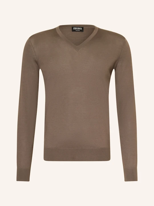 Zdjęcie produktu Zegna Sweter Z Kaszmiru Cashseta Z Dodatkiem Jedwabiu beige