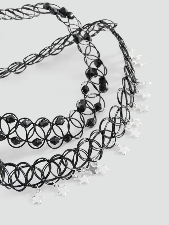 Zdjęcie produktu Zestaw 2 naszyjników choker czarny - Dzieci - Rozmiar uniwersalny - MANGO KIDS