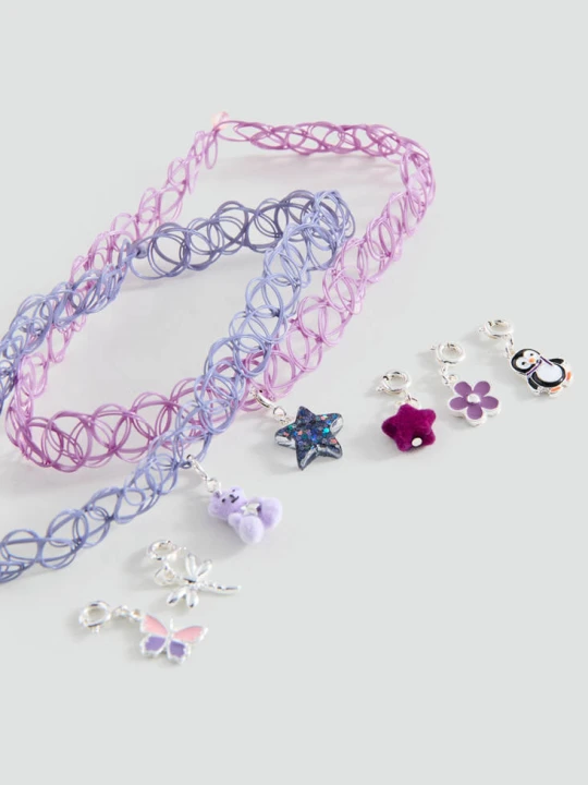 Zdjęcie produktu Zestaw 2 naszyjników choker liliowy - Dzieci - Rozmiar uniwersalny - MANGO KIDS