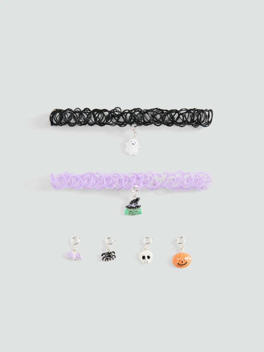 Zdjęcie produktu Zestaw 2 naszyjników choker na Halloween czarny - Dzieci - Rozmiar uniwersalny - MANGO KIDS
