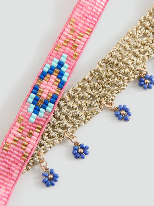 Zdjęcie produktu Zestaw 2 naszyjników choker różowy - Dzieci - Rozmiar uniwersalny - MANGO KIDS