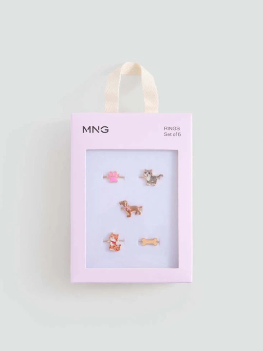 Zdjęcie produktu Zestaw 5 pierścionków liliowy - Dzieci - Rozmiar uniwersalny - MANGO KIDS