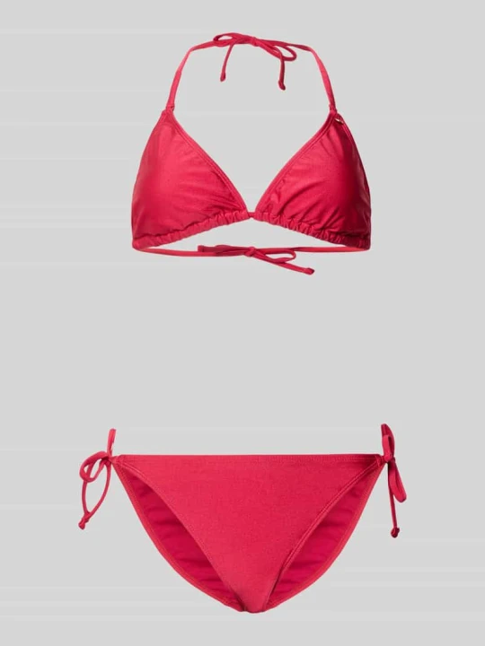 Zdjęcie produktu zestaw bikini o kroju slim fit z aplikacją z logo Shiwi Mocnoróżowy