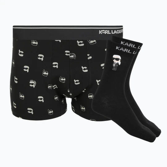Zdjęcie produktu Zestaw bokserki + skarpety męskie KARL LAGERFELD Ikon Trunk aop karl dot black