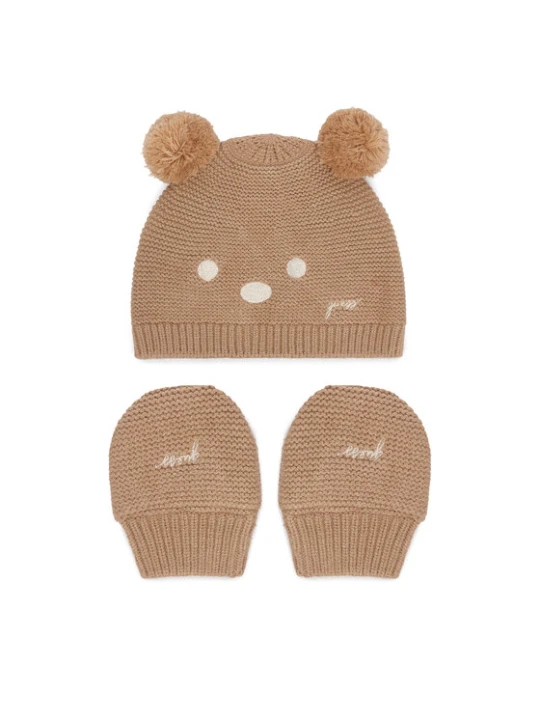Zdjęcie produktu Zestaw czapka i rękawiczki Guess H6BZ08 Z1552 Beżowy ciemny
