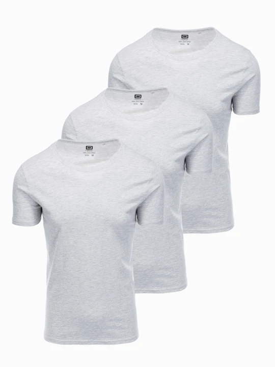 Zdjęcie produktu Zestaw koszulek bawełnianych BASIC 3-pak - szary melanż V16 Ombre Clothing