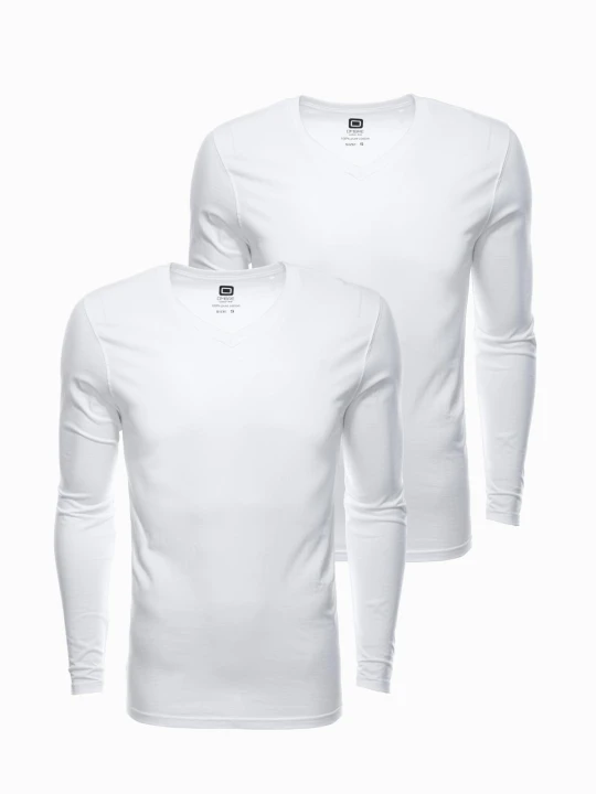 Zdjęcie produktu Zestaw longsleeve męski V-NECK - mix 2-pak V3 Ombre Clothing biały