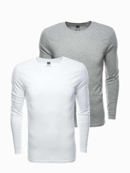 Zdjęcie produktu Zestaw longsleeve męski z długim rękawem 2-pak - mix V1 Ombre Clothing szary