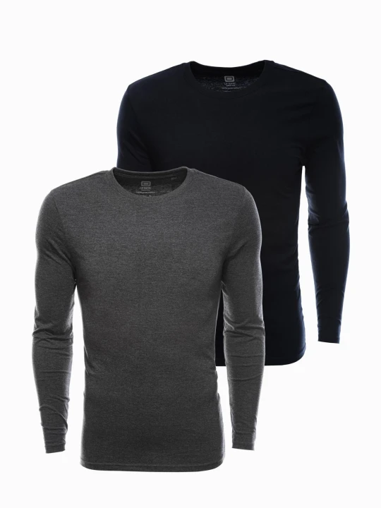 Zdjęcie produktu Zestaw longsleeve męski z długim rękawem 2-pak - mix V2 - Rozmiar: XXL Ombre Clothing czarny