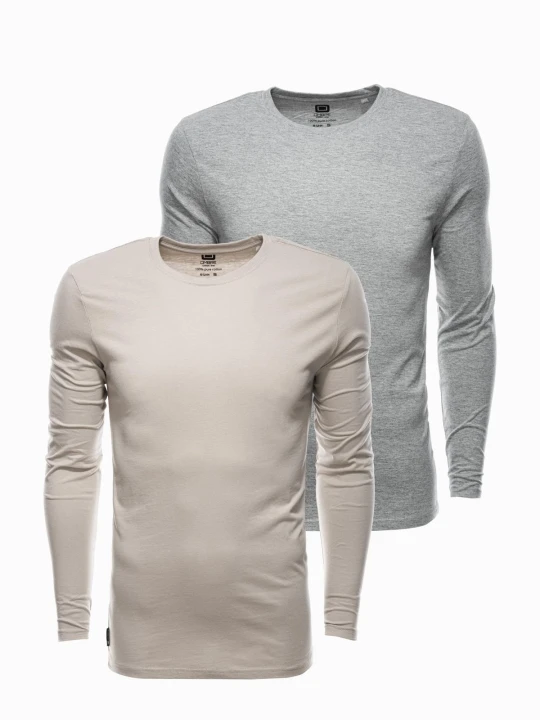 Zdjęcie produktu Zestaw longsleeve męski z długim rękawem 2-pak - mix V3 - Rozmiar: XXL Ombre Clothing szary