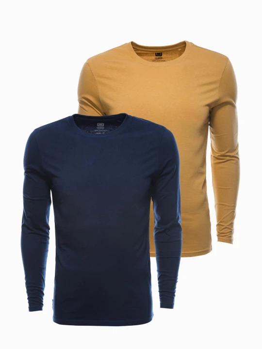 Zdjęcie produktu Zestaw longsleeve męski z długim rękawem 2-pak - mix V6 - Rozmiar: XXL Ombre Clothing granatowy