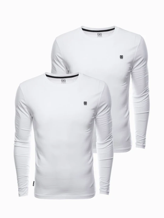Zdjęcie produktu Zestaw longsleeve męski z elastanem - MIX 2-pak V2 - Rozmiar: XXL Ombre Clothing biały
