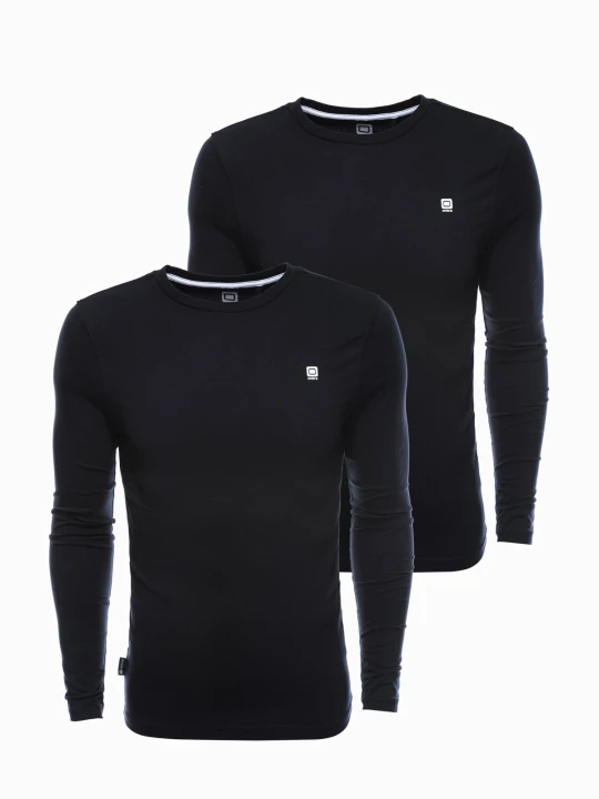 Zdjęcie produktu Zestaw longsleeve męski z elastanem - MIX 2-pak V3 Ombre Clothing czarny