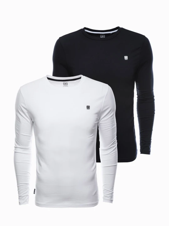Zdjęcie produktu Zestaw longsleeve męski z elastanem - MIX 2-pak V4 - Rozmiar: XXL Ombre Clothing biały