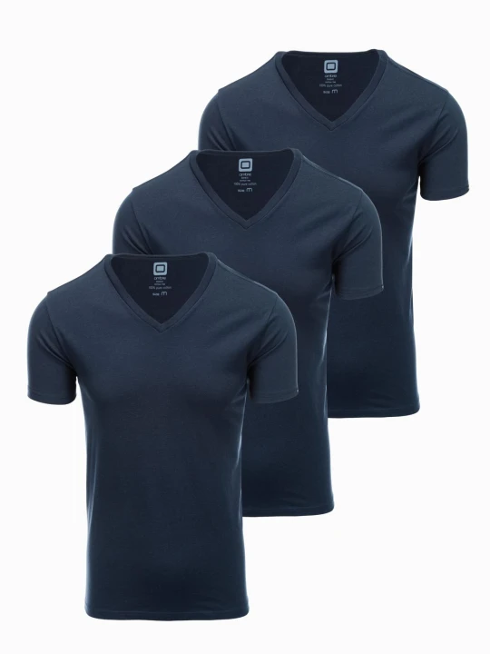 Zdjęcie produktu Zestaw męskich koszulek bawełnianych V-neck BASIC – 3x granatowy V10 Ombre Clothing zielony