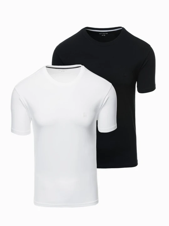 Zdjęcie produktu Zestaw męskich t-shirtów z okrągłym dekoltem – biały / czarny V2 - Rozmiar: XXL Ombre Clothing