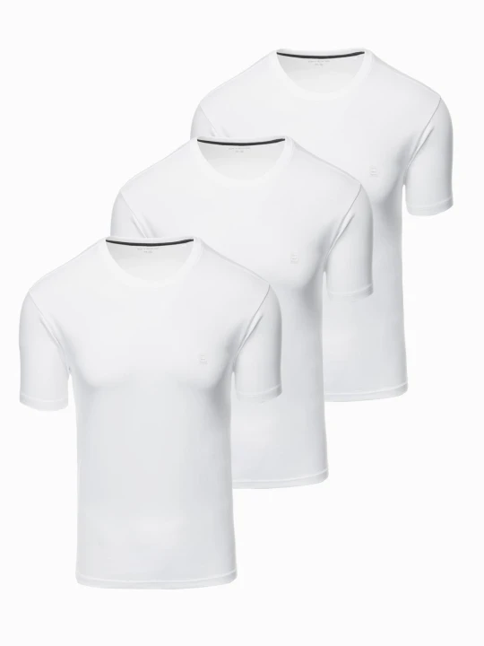 Zdjęcie produktu Zestaw męskich t-shirtów z okrągłym dekoltem – biały V1 - Rozmiar: XXL Ombre Clothing