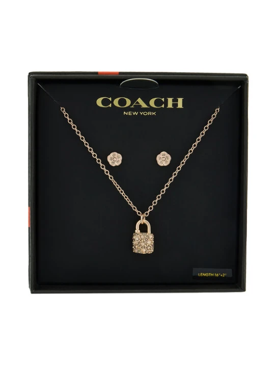 Zdjęcie produktu Zestaw naszyjnik i kolczyki Coach 37541360 Różowe złoto