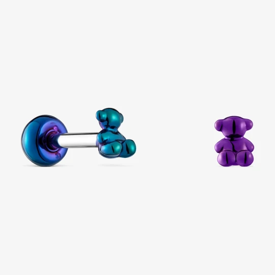 Zdjęcie produktu Zestaw Piercingów Do Ucha Ze Stali Ip W Kolorze Liliowym I Zielonym Bold Bear - Tous