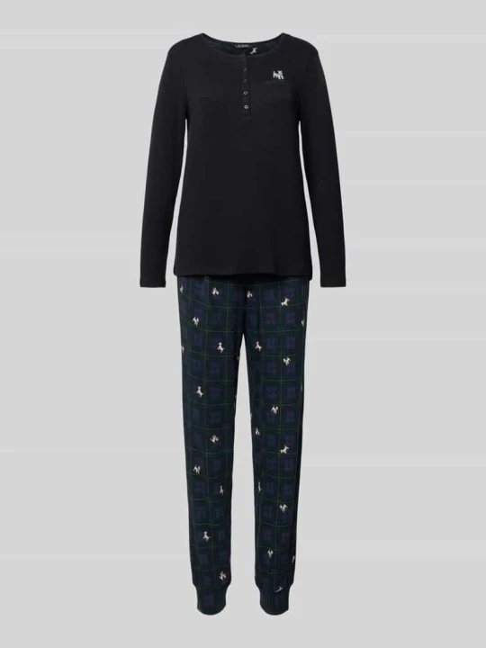 Zdjęcie produktu Zestaw piżamowy o kroju relaxed fit z dodatkiem wiskozy Lauren Ralph Lauren Czarny