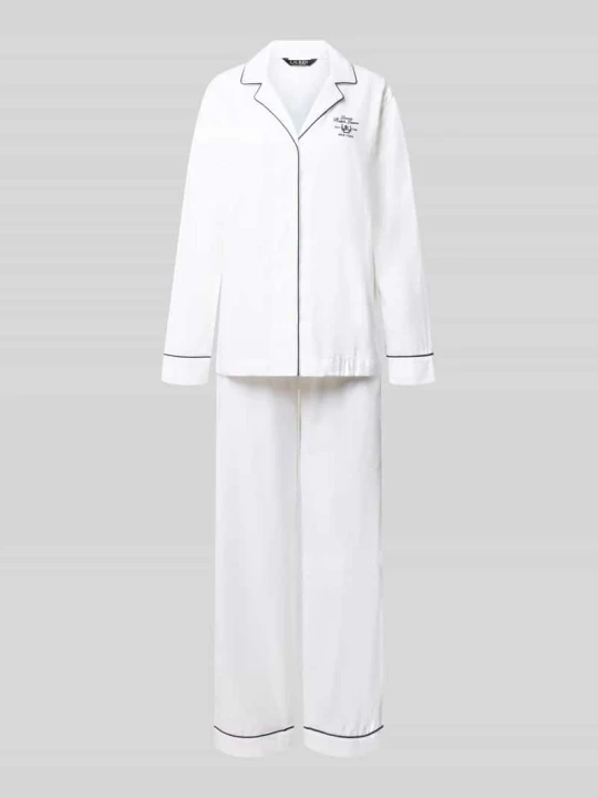 Zdjęcie produktu zestaw piżamy w kroju slim fit z czystej bawełny Lauren Ralph Lauren Biały