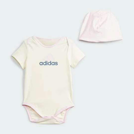 Zdjęcie produktu Zestaw prezentowy Essentials Big Logo Bodysuit and Beanie Kids Adidas beżowy