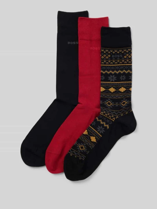 Zdjęcie produktu Skarpety zestaw prezentowy z mieszanka bawełny model 'WINTER' w wielopak: 3 szt. Boss Bordowy