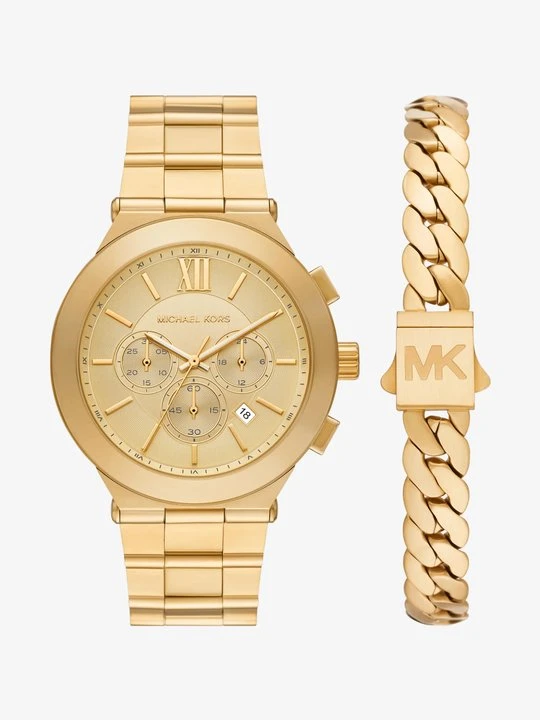 Zdjęcie produktu Zestaw prezentowy z bransoletką i zegarkiem Billie z dużą kopertą w złotych odcieniach Michael Kors