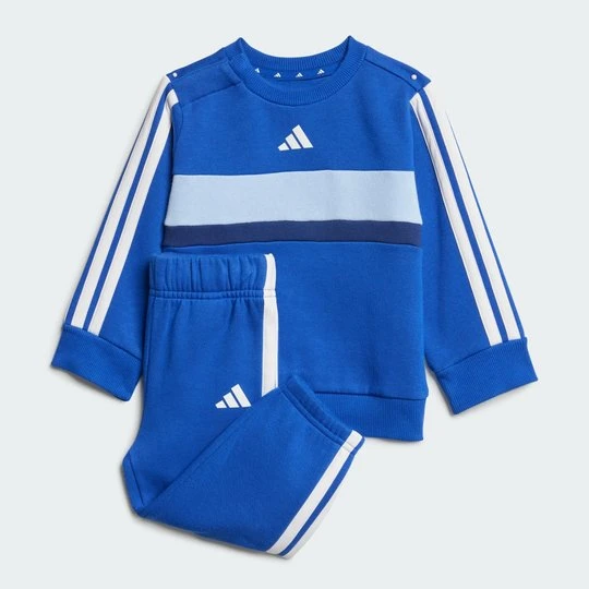 Zdjęcie produktu Zestaw Seasonal Essentials Tiberio 3-Stripes Fleece Crew Kids Adidas niebieski