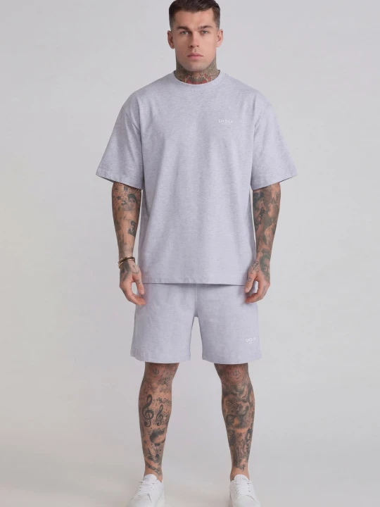 Zdjęcie produktu Zestaw SikSilk Męski Szary Marmurkowy T-Shirt i Spodenki