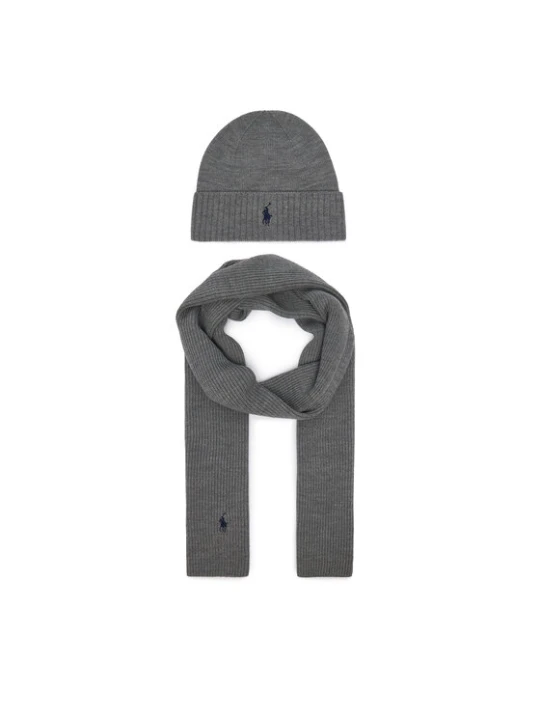 Zdjęcie produktu Zestaw szalik i czapka Polo Ralph Lauren 710951146004 Szary ciemny