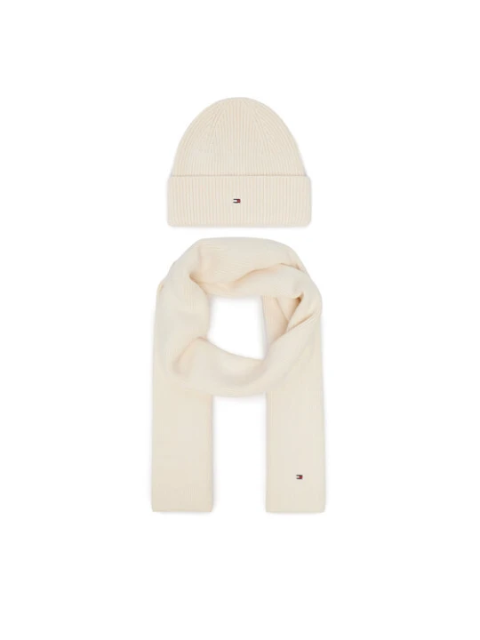 Zdjęcie produktu Zestaw szalik i czapka Tommy Hilfiger AW0AW19136 Kremowy
