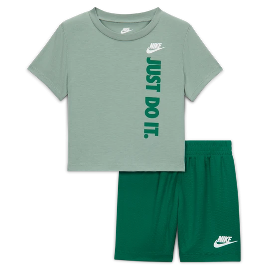 Zdjęcie produktu Zestaw T-shirt z nadrukiem „Just Do It” i spodenki z siateczki dla niemowląt Nike - Zieleń