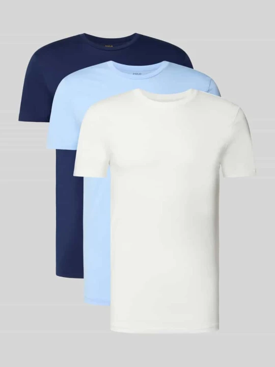 Zdjęcie produktu zestaw t-shirtów o kroju regular fit z czystej bawełny w zestawie 3 szt. Polo Ralph Lauren Niebieski