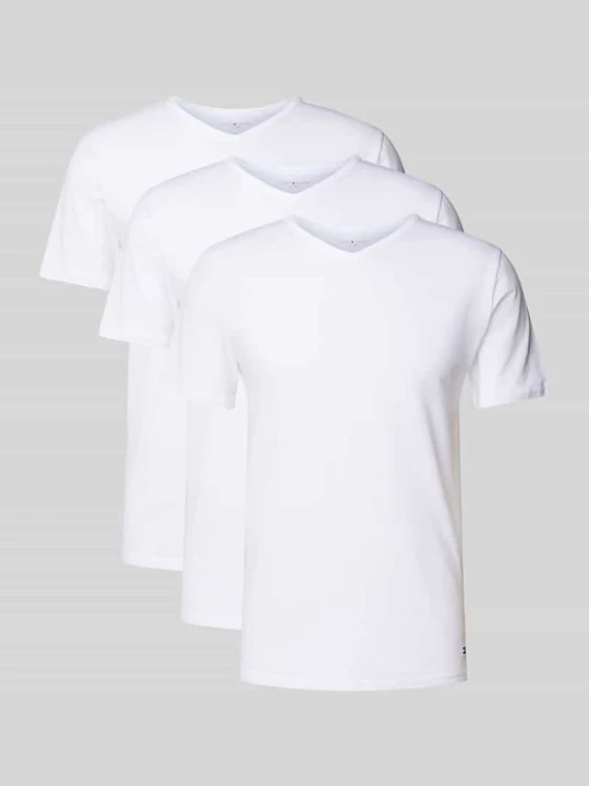 Zdjęcie produktu zestaw t-shirtów o kroju slim fit z mieszanka bawełny w wielopak: 3 szt. Tommy Hilfiger Biały