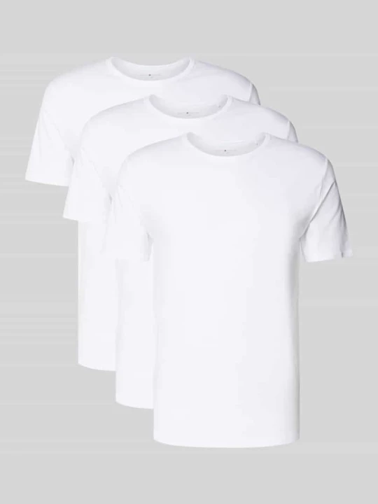 Zdjęcie produktu zestaw t-shirtów o kroju slim fit z mieszanka bawełny w wielopak: 3 szt. Tommy Hilfiger Biały