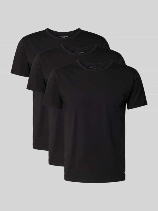 Zdjęcie produktu zestaw t-shirtów o kroju slim fit z mieszanka bawełny w wielopak: 3 szt. Tommy Hilfiger Czarny