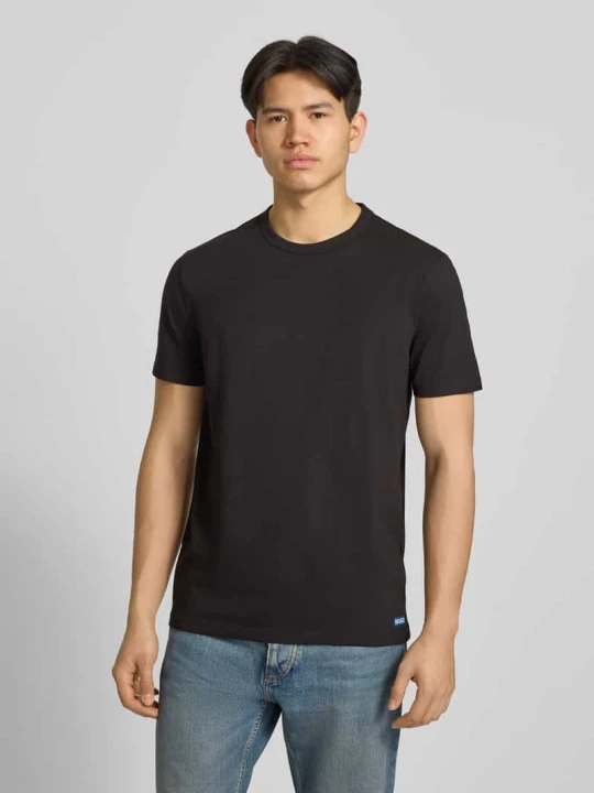 Zdjęcie produktu Zestaw T-shirtów z bawełnianej mieszanki krój regular fit model 'NAOLO' w 2‑pakiecie Hugo Czarny