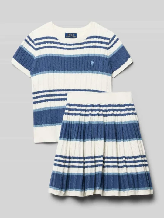 Zdjęcie produktu zestaw w kroju regular fit ze swetra z dzianiny i spódnicy z czystej bawełny Polo Ralph Lauren Złamany biały