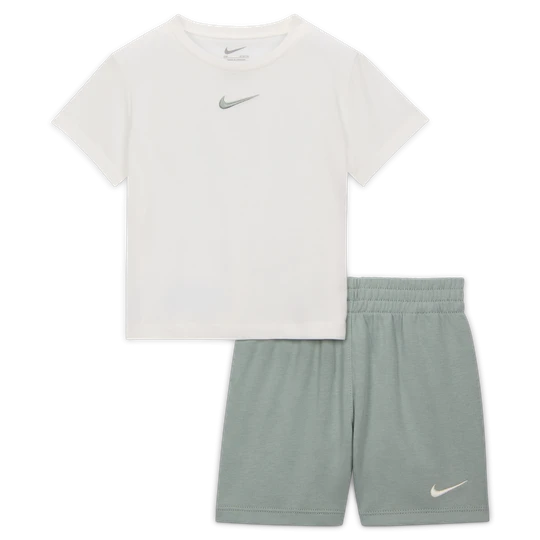 Zdjęcie produktu Zestaw z T-shirtem z dzianiny i spodenkami z dzianiny dresowej dla niemowląt Nike - Szary