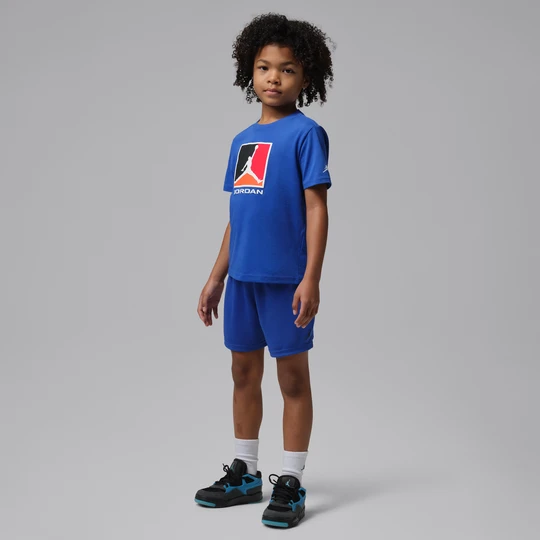 Zdjęcie produktu Zestaw ze spodenkami z siateczki dla małych dzieci Jordan Brooklyn Baseline - Niebieski