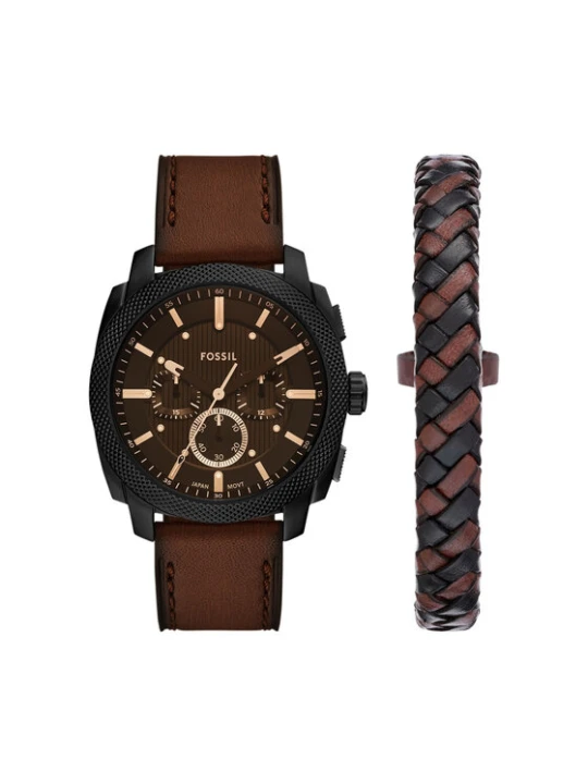 Zdjęcie produktu Zestaw zegarek i bransoletka Fossil Machine Chronograph FS6102SET Brązowy