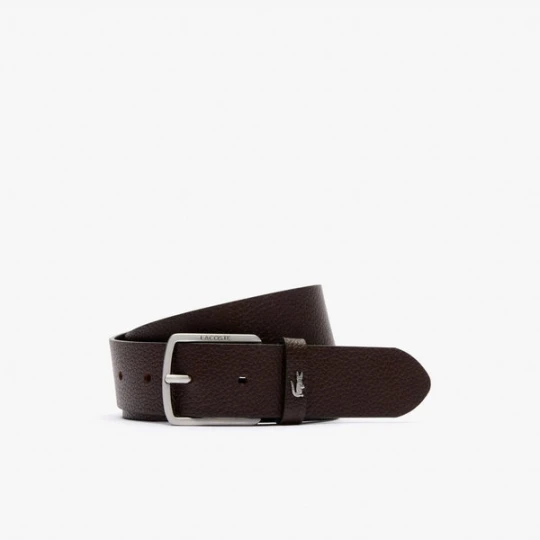 Zdjęcie produktu Ziarnisty skórzany pasek z akcentem krokodyla Lacoste