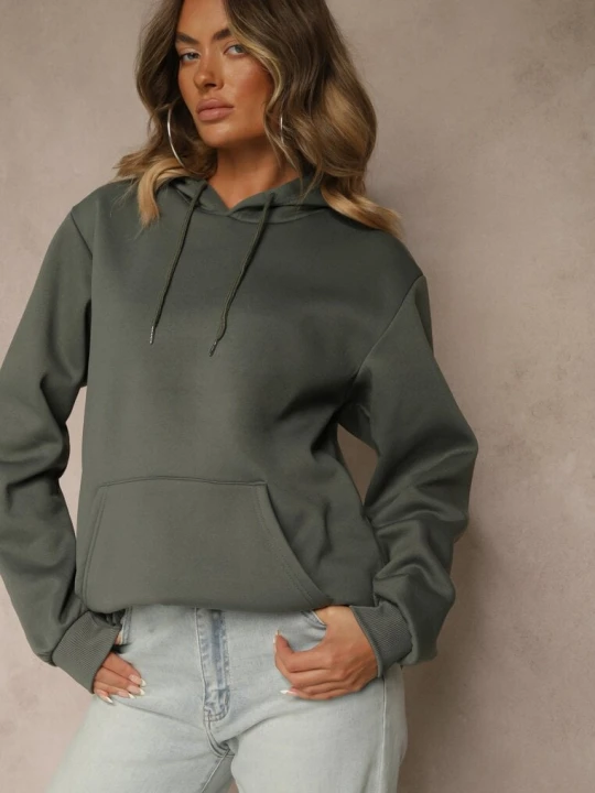 Zdjęcie produktu Zielona Bluza z Kapturem Ozdobiona Ściągaczami Invila Swest