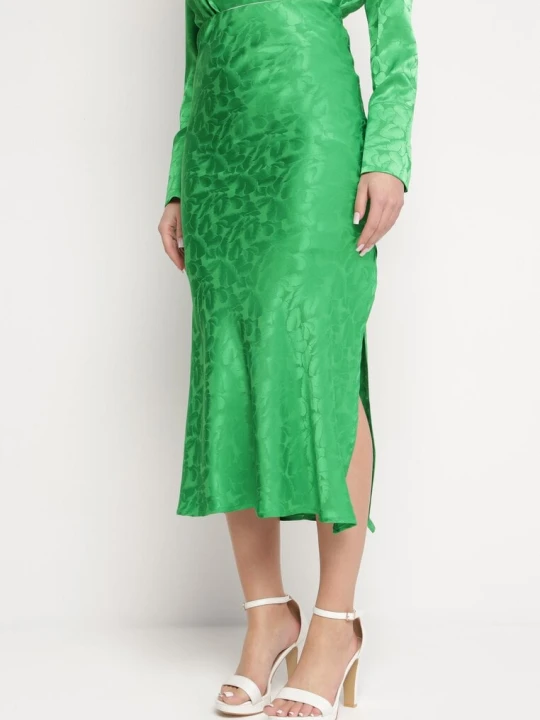 Zdjęcie produktu Zielona Elegancka Spódnica Midi z Gumką w Pasie Falire Retro & Icone