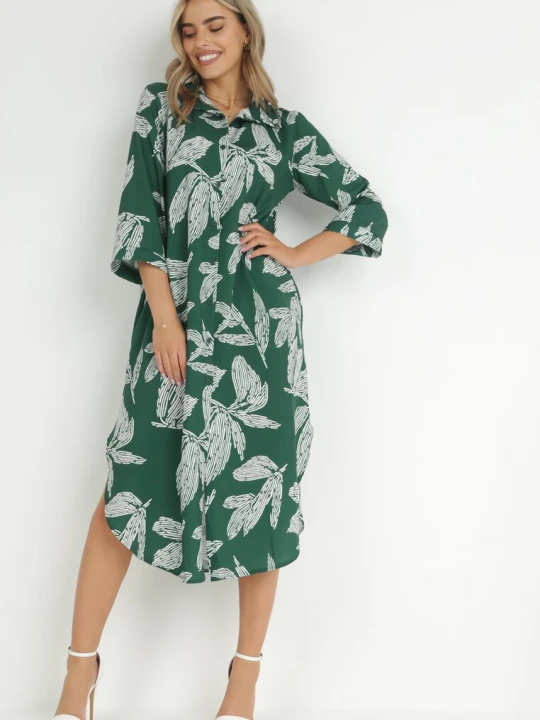 Zdjęcie produktu Zielona Sukienka Koszulowa w Kwiaty Rahila Lily Rose