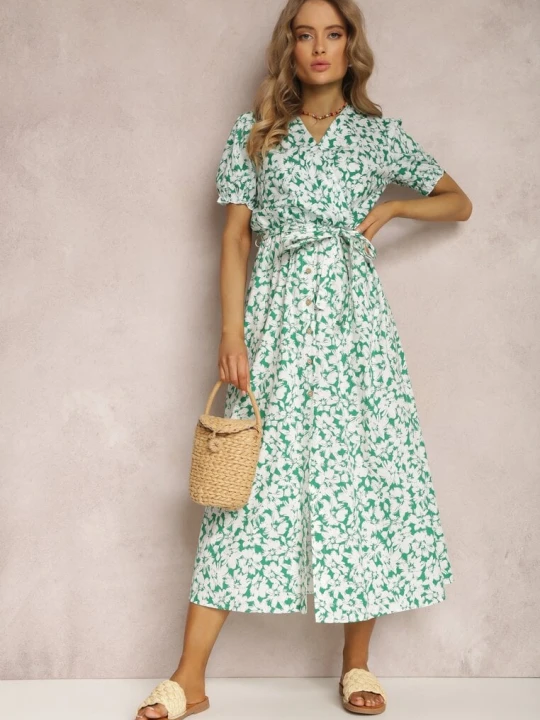 Zdjęcie produktu Zielona Sukienka z Bawełny Andrilla Retro & Icone