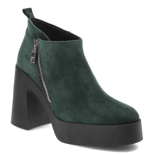 Zdjęcie produktu Zielone Botki Armodo Modne Buty Na Obcasie