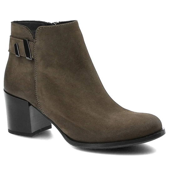 Zdjęcie produktu Botki damskie Gamis, nubuk rozpinany z boku i na klocku, zielone, 3512-K7